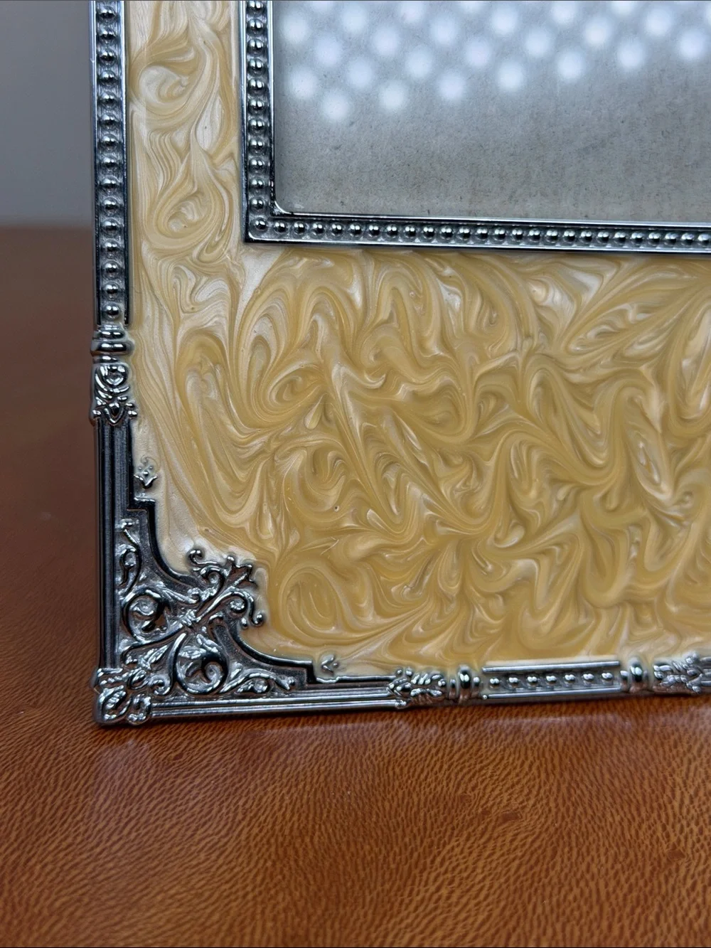 S. Sunflower Yellow Enameled Silver Detailing Photo Frame Victorian Cottagecore